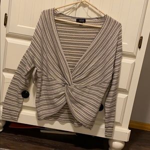 Cross front long sleeve sweater